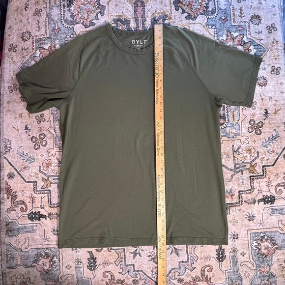 BYLT Premium Crew Neck Men's Shirt Olive Green Athletic Gym T-shirt Size Large - Picture 5 of 6